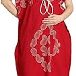 Red Cotton Maternity-Feeding Kaftan-image-93