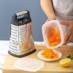 SHIPLORD® Multipurpose 4-Side Stainless Steel Grater with Container - Effortless Vegetable & Cheese Slicing for Easy Kitchen Prep-image-98