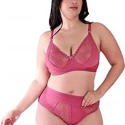 Gorgeous Bridal Honeymoon Cotton Designer Bra Panty Set Lace Push Up Non-Wired Solid Lingerie Lace Bra and Hipster 50MM Broad Belt Panty Set for Women and Girls Lingerie Set-image-89