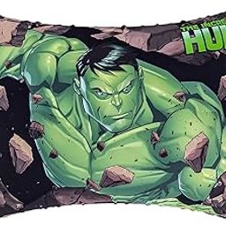 Kuber Industries Marvel Hulk Print Kid's Pillow | Soft Cushion Pillow Filler | Sleeping Pillow Filler for Kids | Polyester Kids Pillow for Sleeping & Travel | 12 x 18 Inch | Green-23