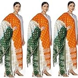 Republic Day/Independence Day Tricolor Stole, Dupatta, Scarf for Adults & Kids | Pack of 5pcs | Tiranga Accessories for Patriotic Celebrations | Lightweight & Comfortable-34