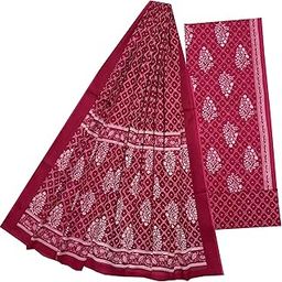 Women's Unstitched Cotton Suit Dress Material Salwar Dupatta Fabric Jaipuri Laihariya Bandhej Print Free Size Pink S-picture-41
