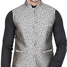 Men's Brocade Zari Nehru Jacket/Waist Coat-image-6