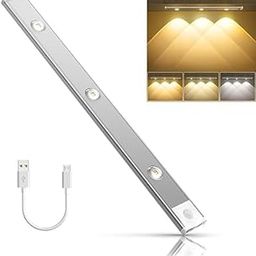 Motion Sensor Under Cabinet Light Strip, 3 Colors Mode, Rechargeable, Wireless, Adhesive Sticker Counter Lights for Kitchen, Stair, Home, Room Decore (3 LED, 40cm) (Pack of 1)-27