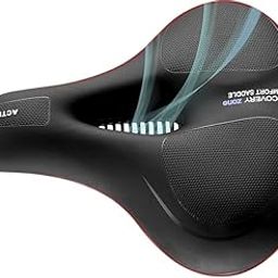 PRO365 Universal Bike Seat Cushion | Memory Foam, Waterproof & Breathable Comfort Saddle with Red Reflective Strip | Shock Absorbing Replacement for Mountain & Road Bikes, Men & Women-image-91