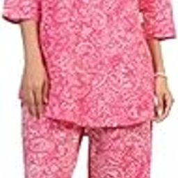 Hot Pink Cotton Co-ord Set for Women-image-2