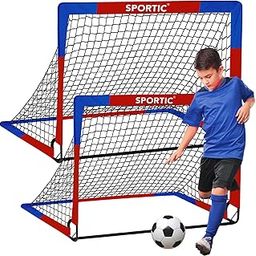 2 Pack 4' x 3' Soccer Goal Net Set, Pop Up Kids Practice Soccer Goals for Indoor and Outdoor.Portable Soccer Net with Carrying Bag & Ground Pegs, Perfect for Backyard, Field, Court (Red and Blue)-picture-14