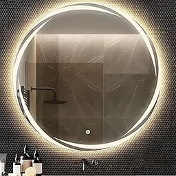 ARC homes Wall Mounted Backlit Digital Led Mirror with Touch Sensor 3 Light Mode (18 x 18 Inch) | Bathroom Mirror with Led Lights A-image-78