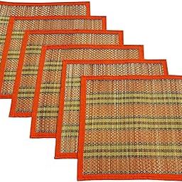 HASTASILPA Pooja aasan mats for Sitting on Floor | Kusha Grass Type Madurkathi Asan for God Idols | Puja mat for Mandir | Pack of 6 | 18 x 18 inches | Handmade and Natural-image-60