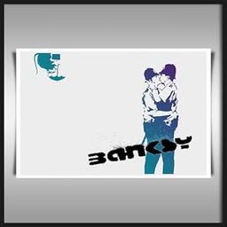 BANKSY KISSING COPPERS LIGHT GREY IN 280GSM ARTIST QUALITY 90X60CMS A1 SATƒN PAPER-image-83