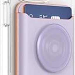 PopSockets Phone Wallet with Expanding Grip and Adapter Ring for MagSafe, Phone Card Holder, Wireless Charging Compatible, Wallet Compatible with MagSafe®, Vegan Leather - Lavender-9