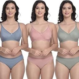 Shahnaz Women's Non Padded Non Wired Full Coverage Bra and Panty Set (Pack of 3)-picture-28