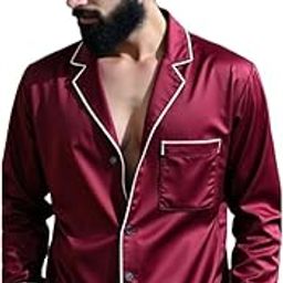 Men's Silk Pajama Set – Luxury Long Sleeve Sleepwear for Men – Soft, Breathable & Lightweight Nightwear-image-55