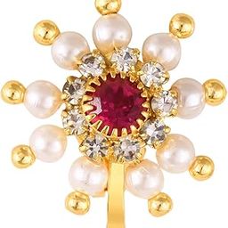 Vighnaharta Gold Plated with Pearl CZ and Artificial stone Clip-on Maharashtrian Nath Nathiya./ Nose Pin valentine day gift valentineday gift for her gift for him gift for women gift for women {VFJ1192NTH-Clipon-Red}-18