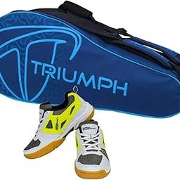 Gowin Badminton Shoe Staunch White/Lime Size-13 Kids with Triumph Badminton Bag 303 Navy/Sky-image-47