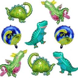 Pop The Party Dinosaur Theme Foil Balloons Decoration Pack Of 8 Pcs Large Dino Animals Foil Balloon Combo Set Party Decoration, Multi (Small)-image-94
