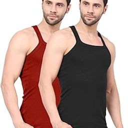 Digsel Men 100% Cotton Sports Gym Vest-1010_ Pack of 2 Cherry Red, Black-image-49