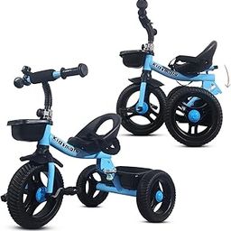 Kidsmate Foldable Tricycle for Kids | Sturdy & Durable Baby Trikes with Storage Basket, Cushion Seat & Safety Belt | Baby Tricycle for 1-4 Years Boys & Girls | Weight Capacity Upto 30kg (Blue)-27