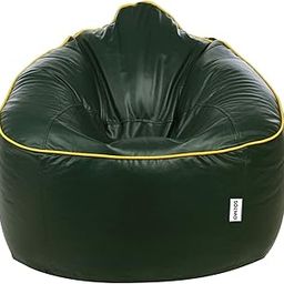 Amazon Brand - Solimo Muddha Sofa XXXL Faux Leather Bean Bag Cover Without Beans (Dark Green with Yellow Piping)-picture-19