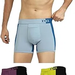 xyxx Men's Dualist Micromodal Regular Fit Colorblock Antimicrobial Trunks with No Marks Waistband (Pack of 3)-picture-22