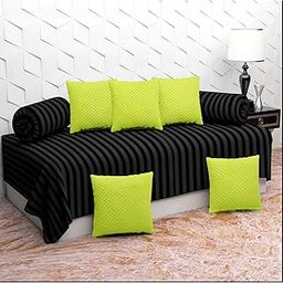 BELVOSTUM Diwan Set | Diwan Bedsheet Set of 8 Pieces | Diwan Set with 1 Single Bedsheet, 2 Bolster Cover, 5 Cushion Covers | 100% Microfiber Diwan Set for Living Room Dining Hall-36