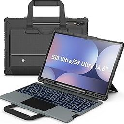 E-Sell Enterprise, Nilllkin Bumper Carry Go Backlit Keyboard Case With Handle for Samsung Galaxy Tab S10 Ultra (14.6")Slide Camera Protection,Detachable Keyboard with Magic Trackpad/Foldable Kickstand-image-8