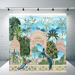 Party Baazaar Traditional Backdrop Decoration Cloth | Varalakshmi Pooja Decoration Items | Peacock Backdrop Decoration Cloth (Pack of 1, Multicolor, Size: 8x8 Feet)-image-27