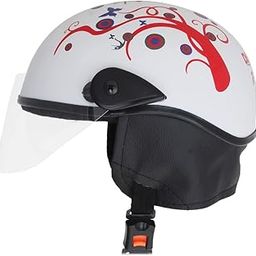 Western Era Stylish Half Face Helmet for Kids || Baby Safety and Comfort || (3-12 Years) (White Glossy) (Red Sticker) (Non-Motorized)-image-72
