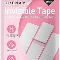 ORENAME Double-Sided Tape for Fashion, Tape for Clothes, Fabric Tape for Women's Clothing and Body, All Day Strength, Invisible, Transparent, No Residue, Strong, Pink (36)-46