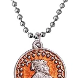 m men style Religious Ch. Shivaji Maharaj Orange Zinc And Metal Pendant Necklace Chain For Men And Women SPn2023213-picture-1