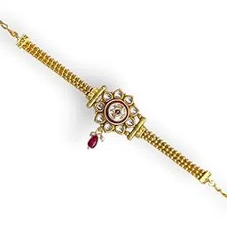 accessher Shining Gold Plated Stylish Kada Bajuband Bracelet | Antique Adjustable Armlet for Girls and Women for Women and Girls-picture-13