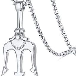 Lord Shiva Trident Pendant Stainless Steel Ancient Greece Amulet Necklace Poseidon Pendant Ancient Greece Necklace for Men Women Gift for Sailor-picture-34