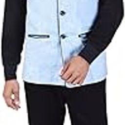 Men's Solid Sky Blue Cotton Poly Nehru Jacket-picture-41