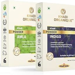 Khadi Organique Herbal Indigo & Amla Powder for Hair Color | Natural Hair Colour, Prevent Hair Thinning | Free From Harsh Chemicals | Suitable for Women & Men of All Hair Types - Pack of 2-2x150gm-image-7