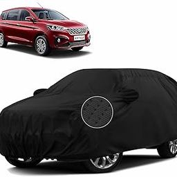 Sulfar 100% Waterproof Car Body Cover Compatible with Mirror for Maruti Suzuki Ertiga (Triple Stitched, Full Bottom Elastic, Black-TB)-image-2