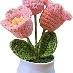 Knitted Flowers, Crochet Flowers for Desk, Car Dashboard Home, Elegant Gift for Women, Weddings-12