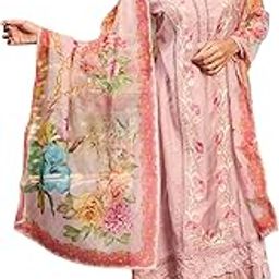 Women's Embroidered Organza Calf Length A-Line Kurta Pant With Dupatta Set (Kh9Mu7879)-image-73