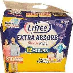 Lifre Extra Absorb Super Pants Adult Diaper Pants Unisex, Small, 10 Pieces, Waist size - 24-33 Inches, 60-85 cm (Pack of 1)-image-67