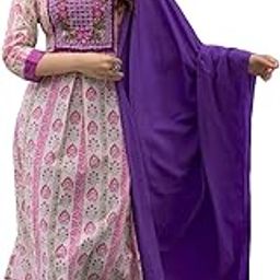 Women's Rayon Viscose Printed Straight Kurta with Pant & Dupatta-image-77