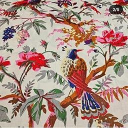 DEVVART Pure Cotton Unstitched Printed Fabric Material for Women Blouse/Plazzo,Kurti/Lehenga/Saree/Piece Material for Womens (White, 5 Meter)-image-34