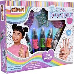 Mirada Doodle Nail Pen Salon Nail Art Kit for Girls | Artistic Return/Birthday Gift | Includes 5 Scribble Nail Pens & 250 Stickers-image-84
