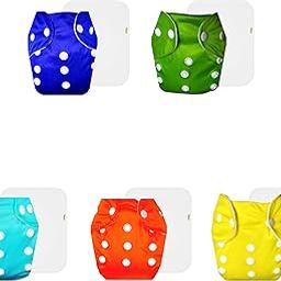 Dumbledo Lite Cloth Diaper with Cotton Insert (Pack of 5) | Hypoallergenic | Leakproof | Adjustable Snaps | Worry-Free Diapering | 3 Months – 2 Years | Unisex Baby-image-94