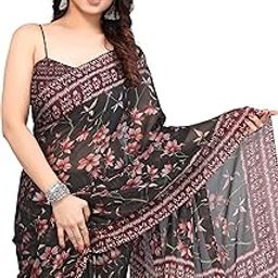 Women's Stylish Chiffon Kalamkari Printed Saree with Blouse Piece-picture-17