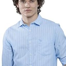 the indian garage co Men Regular Fit Striped Full Sleeves Cutaway Collar Casual Shirt-picture-10