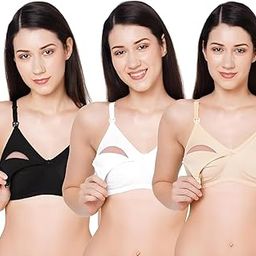 Feeding Bra for Women Cotton Multicolor Full Cup Non-Padded Feeding Bra/Maternity Bra- Pack of 3-image-5