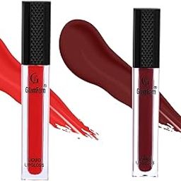 Glam Fam Long Lasting Matte Lipstick For Women Liquid Lipstick Matte Finish Smudge & Water Proof Lip Colour 5 ML (Blood Red + Wine)-image-2