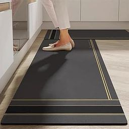DHRUVINE 2 Piece Non Slip Mats for Floor Cushioned Kitchen Rugs & Mats Waterproof Comfort Standing Mat Runner for Kitchen,Home Office,Sink,Laundry (2pc Black line)-18