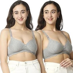 Women's Cotton Padded | Wire Free Maternity Bra | Grey | Pk of 2 |-picture-14