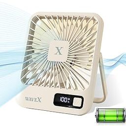 UMAI Digital Portable Mini Fan | Rechargeable USB Fan with 5 Speeds | Portable Fan for Office Home Travel | 4-6 Hours Running 2000mAh Battery | Small Fan with 180° Tilt Angle | 1 Yr warranty | Khaki-24