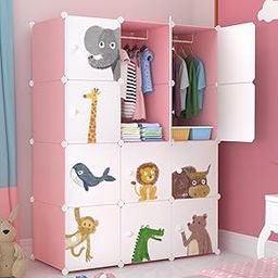 Sunderlook Plastic Wardrobe for Kids Clothes – 12 Door Collapsible Wardrobe, DIY Foldable Baby Almirah for Clothes, Heavy Duty Freestanding Storage Baby Cupboard for Kids (Pink KTM2, 12 Door)-image-12